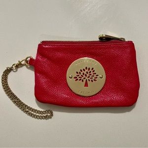 Mulberry Wristlet Pouch Pink with Gold Chain